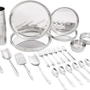 Amazon Brand - Solimo Stainless Steel Dinner Set - 44 Pieces