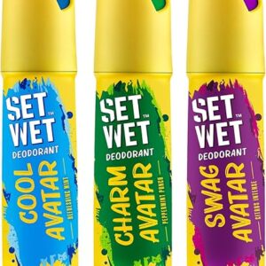SET WET Deodorant Spray Perfume Cool, Charm & Swag Avatar for men, 150ml (Pack of 3)