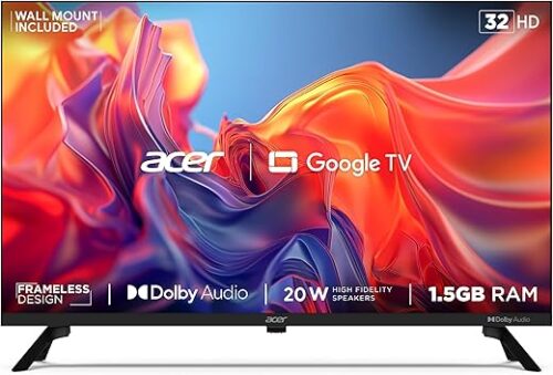 Acer 80 cm (32 inches) G Series HD Ready Smart LED Google TV AR32GT2841HDFL (Black)