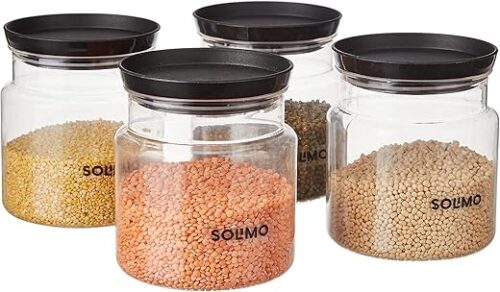 Solimo Airtight Plastic Storage Jar Set, 4 Containers