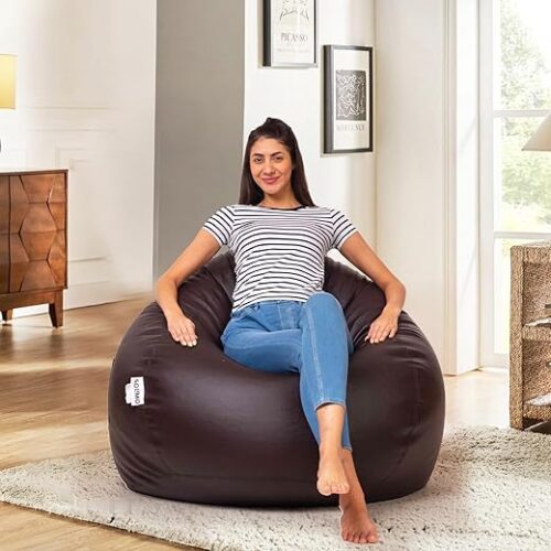 Solimo Premium Faux Leather Bean Bag Filled With Beans
