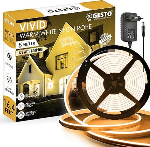 Gesto 16.4Feet Long with 12V Adaptor LED Neon Strip Rope Lights