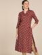 Karigari by Unlimited Women Maroon Three-Quarter Sleeve Printed Kurta
