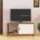 Klaxon Kurtly Engineered Wood TV Unit/Display Storage Cabinet Rack with Decor Shelf (Rustic & White)