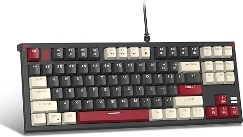 MageGee Mechanical Gaming Keyboard,87 Keys Wired Compact TKL Mechanical Keyboard Ergonomic Design Retro Style Keyboard