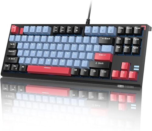 Mechanical Gaming Keyboard,87 Keys Wired Compact TKL Mechanical Keyboard Ergonomic Design Retro Style Keyboard
