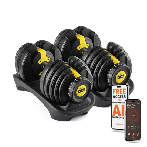 The Cube Club PowerBells Set of 2 Adjustable Iron Dumbbells