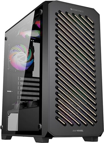 ZEBRONICS VOXEL Mid-Tower Premium Gaming Cabinet, ATX, ARGB Rear Fan